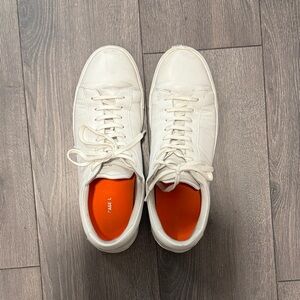 Oliver Cabell White Leather Sneakers with Orange Insole